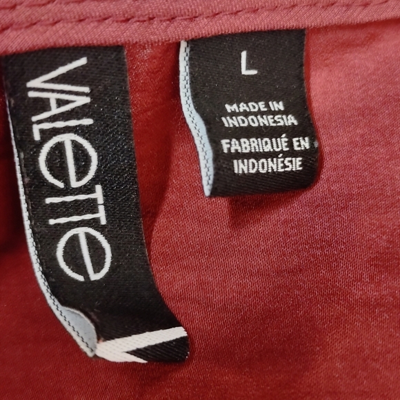 Valette Blouse Women's Marsala Red V-Neck Longsleeve Top Blouse Size Large - Picture 9 of 10